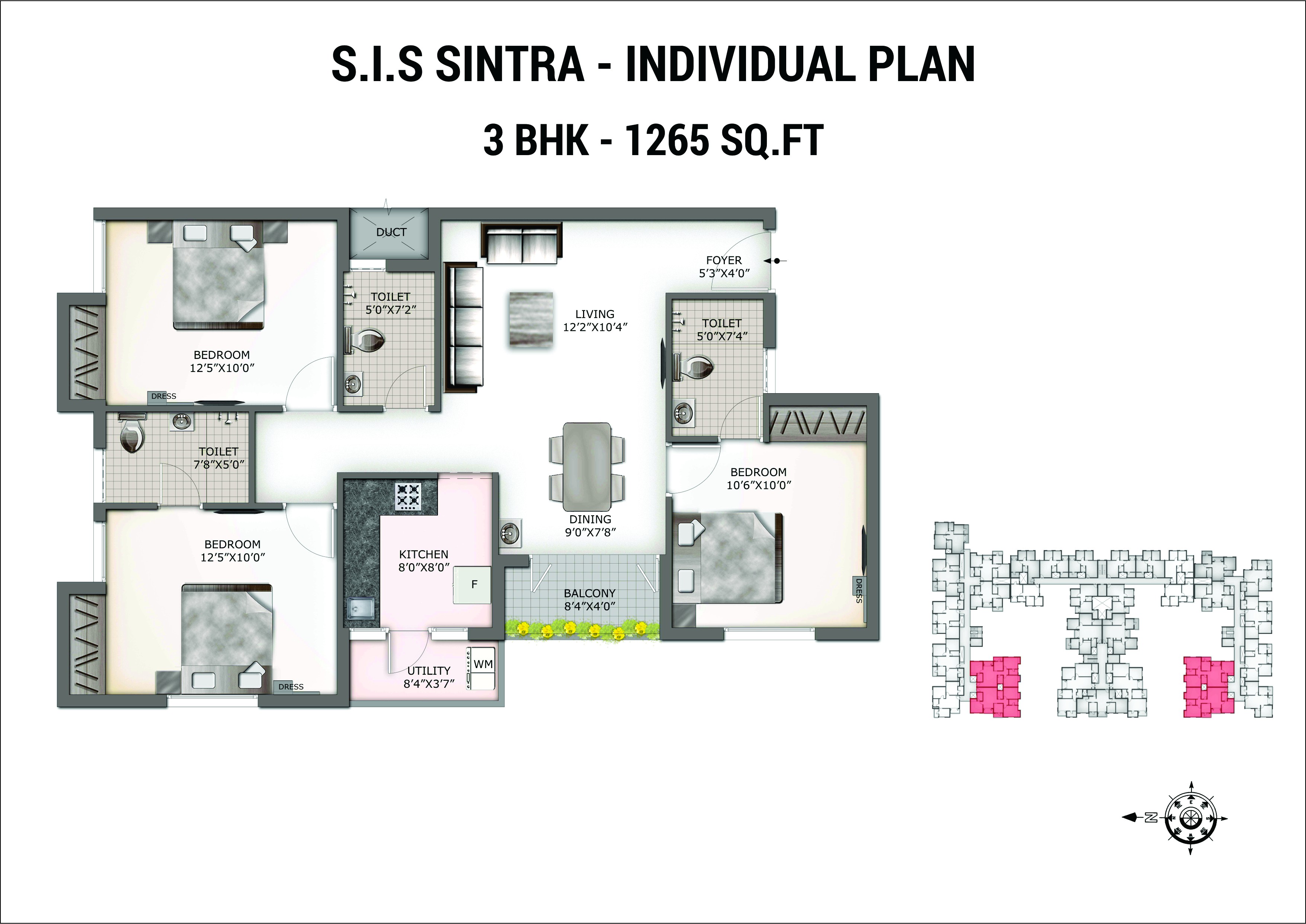 SIS Sintra floorplan 1265sqft south facing